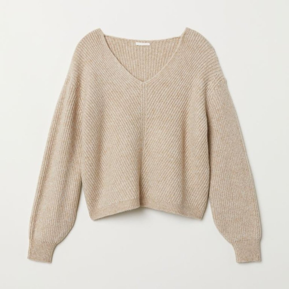 H&M V-neck Sweater in Oat S